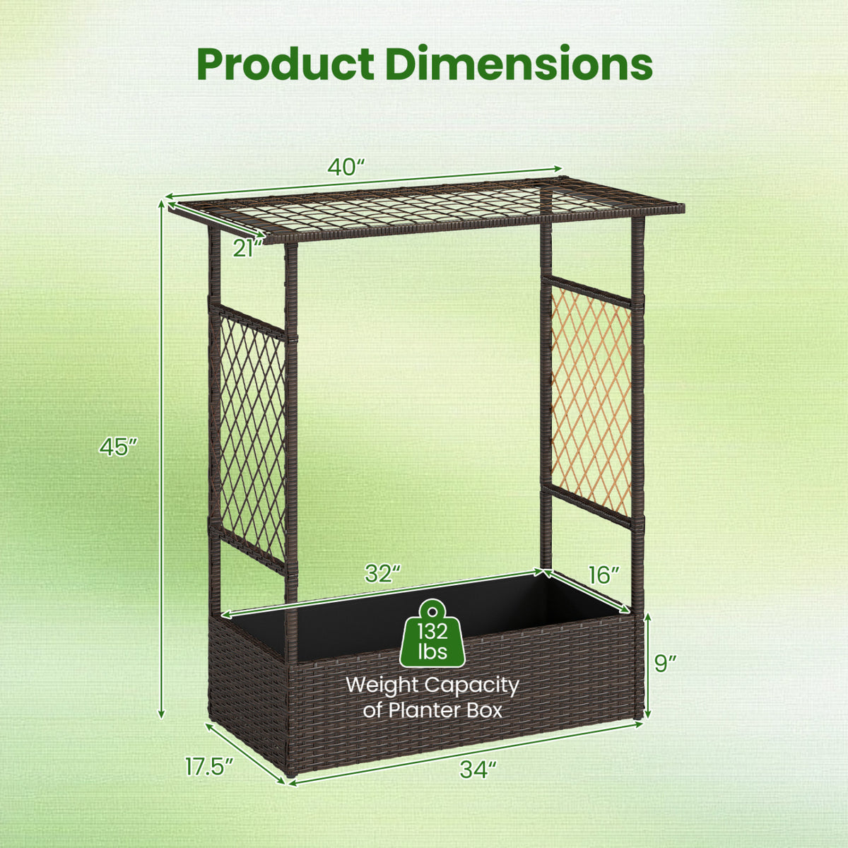 2-in-1 Raised Garden Bed with Hanging Roof and Trellises