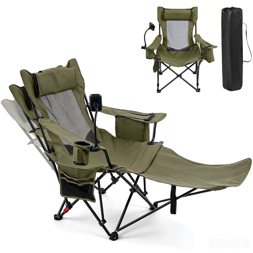2-in-1 Reclining Camping Chair with 3-Level Adjustable Backrest