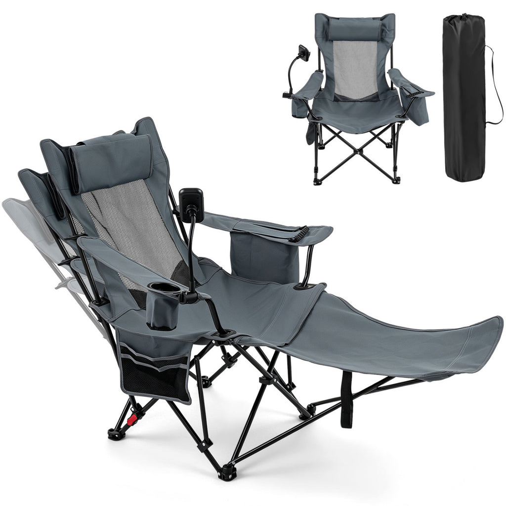 2-in-1 Reclining Camping Chair with 3-Level Adjustable Backrest
