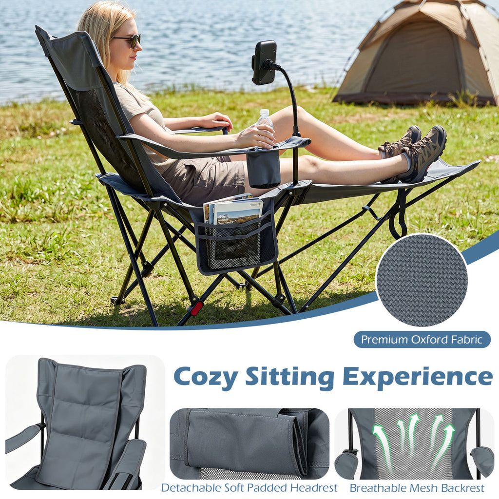 2-in-1 Reclining Camping Chair with 3-Level Adjustable Backrest