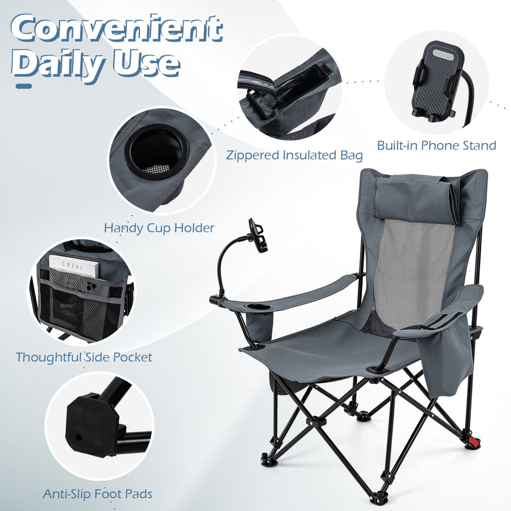 2-in-1 Reclining Camping Chair with 3-Level Adjustable Backrest