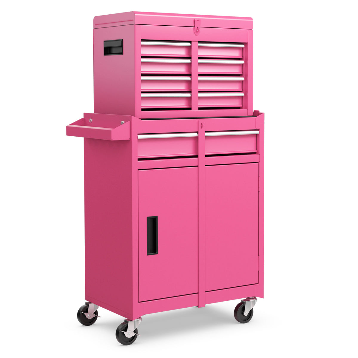 5-Drawer Rolling Tool Chest with Lockable Drawers, Pink