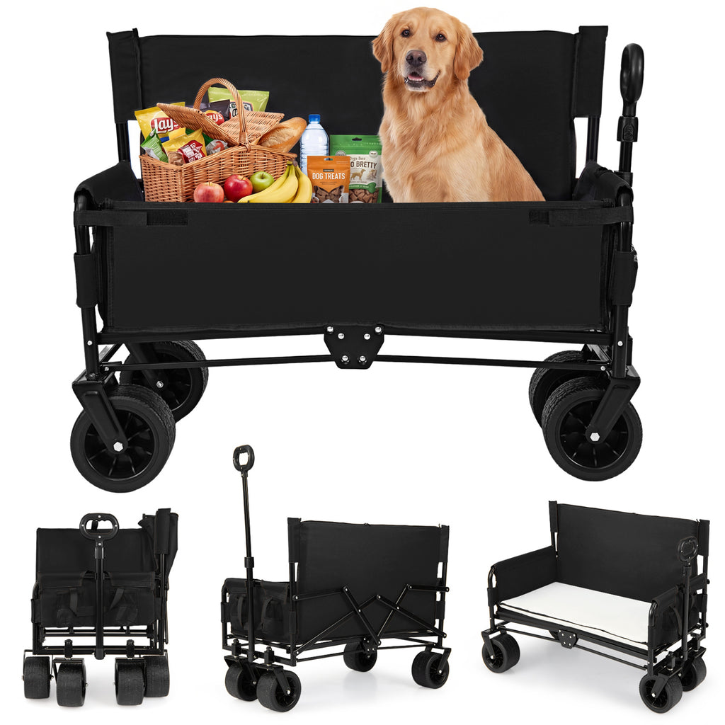 2-in-1 Wagon Bench Seat Combo Collapsible Beach Cart