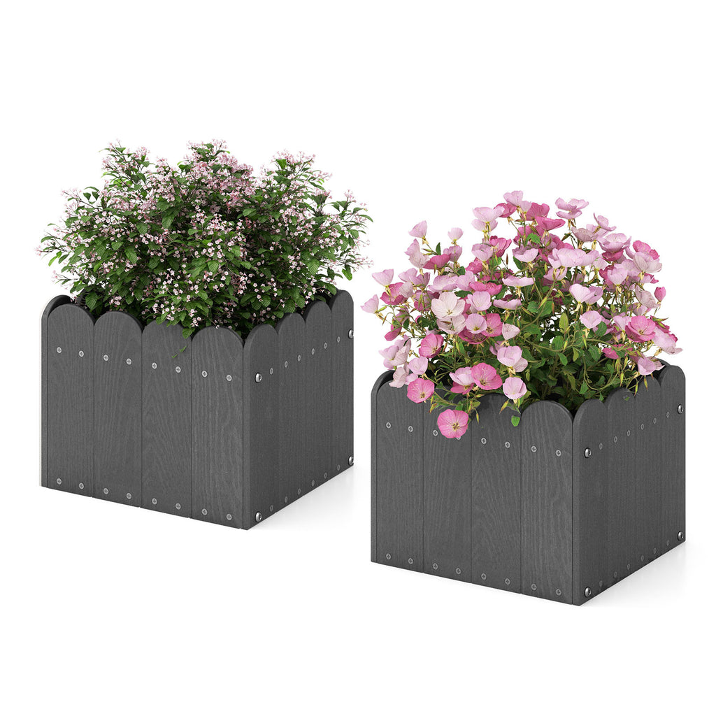 2 Pack Square Planter Box with Drainage - Orange