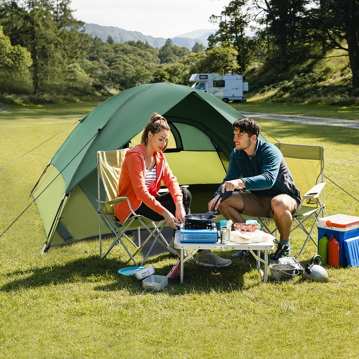 2-person Camping Tent w/ Removable Rain Fly and Double-layer Door