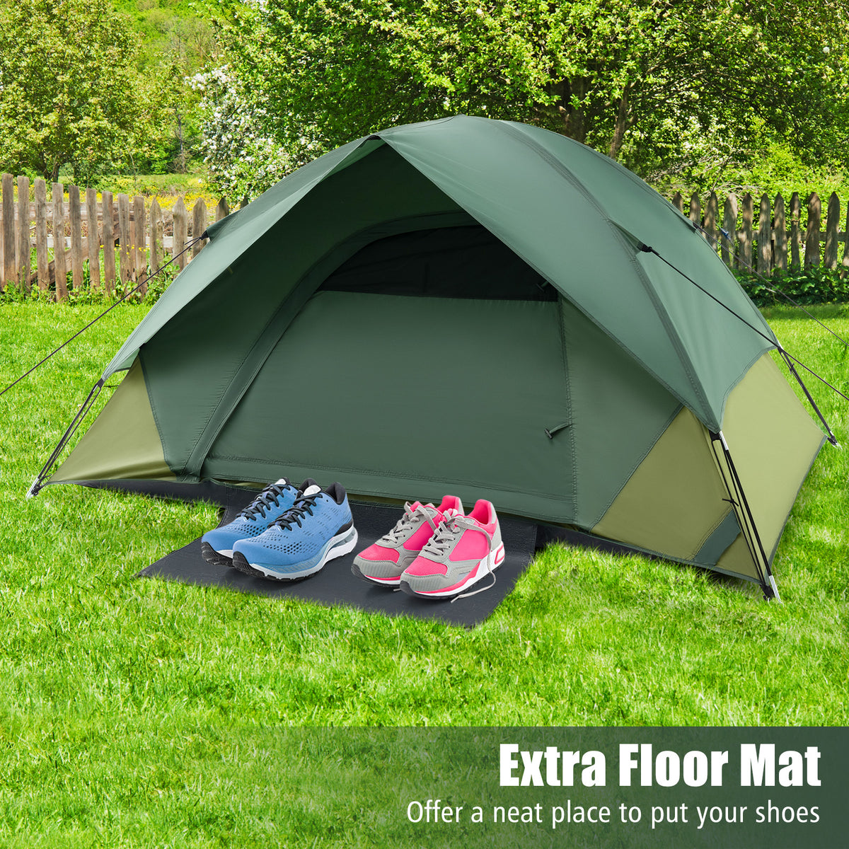 2-person Camping Tent w/ Removable Rain Fly and Double-layer Door