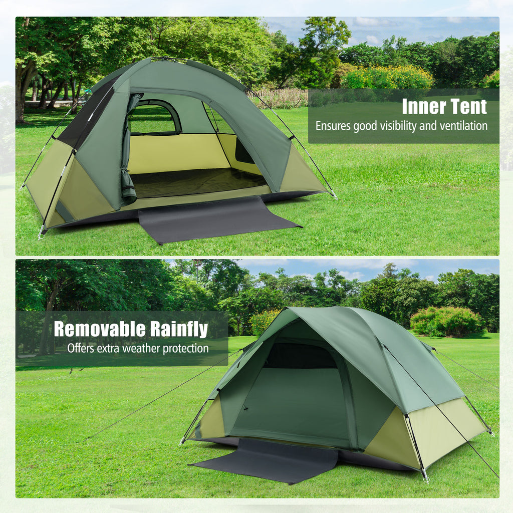 2-person Camping Tent w/ Removable Rain Fly and Double-layer Door
