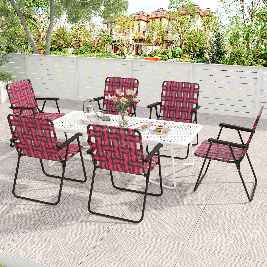 4 Pieces Folding Beach Chair Camping Lawn Webbing