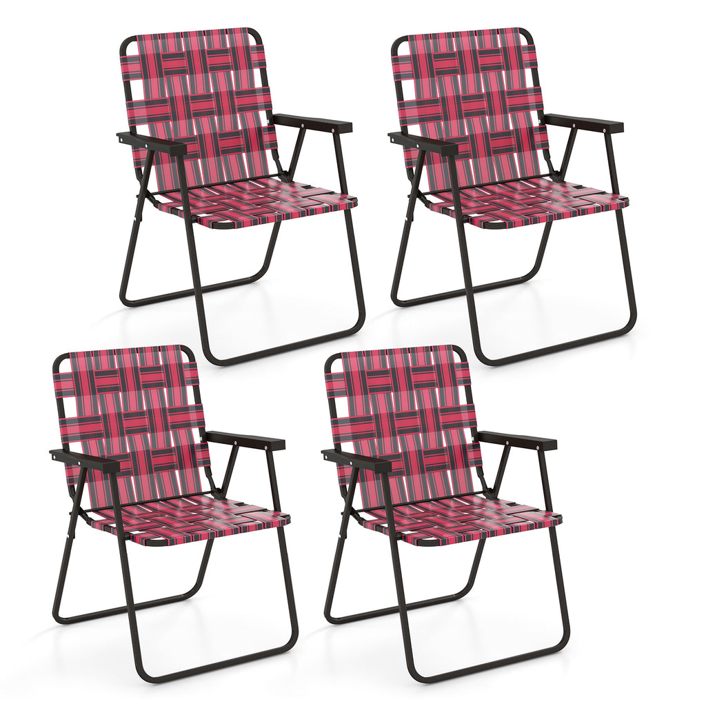 4 Pieces Folding Beach Chair Camping Lawn Webbing