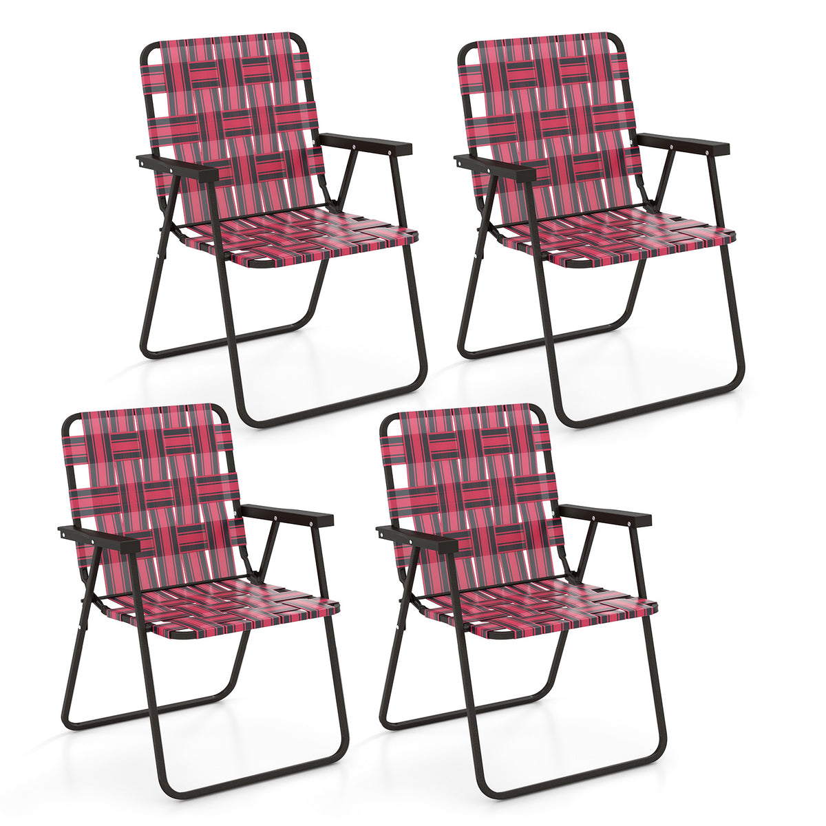 4 Pieces Folding Beach Chair Camping Lawn Webbing