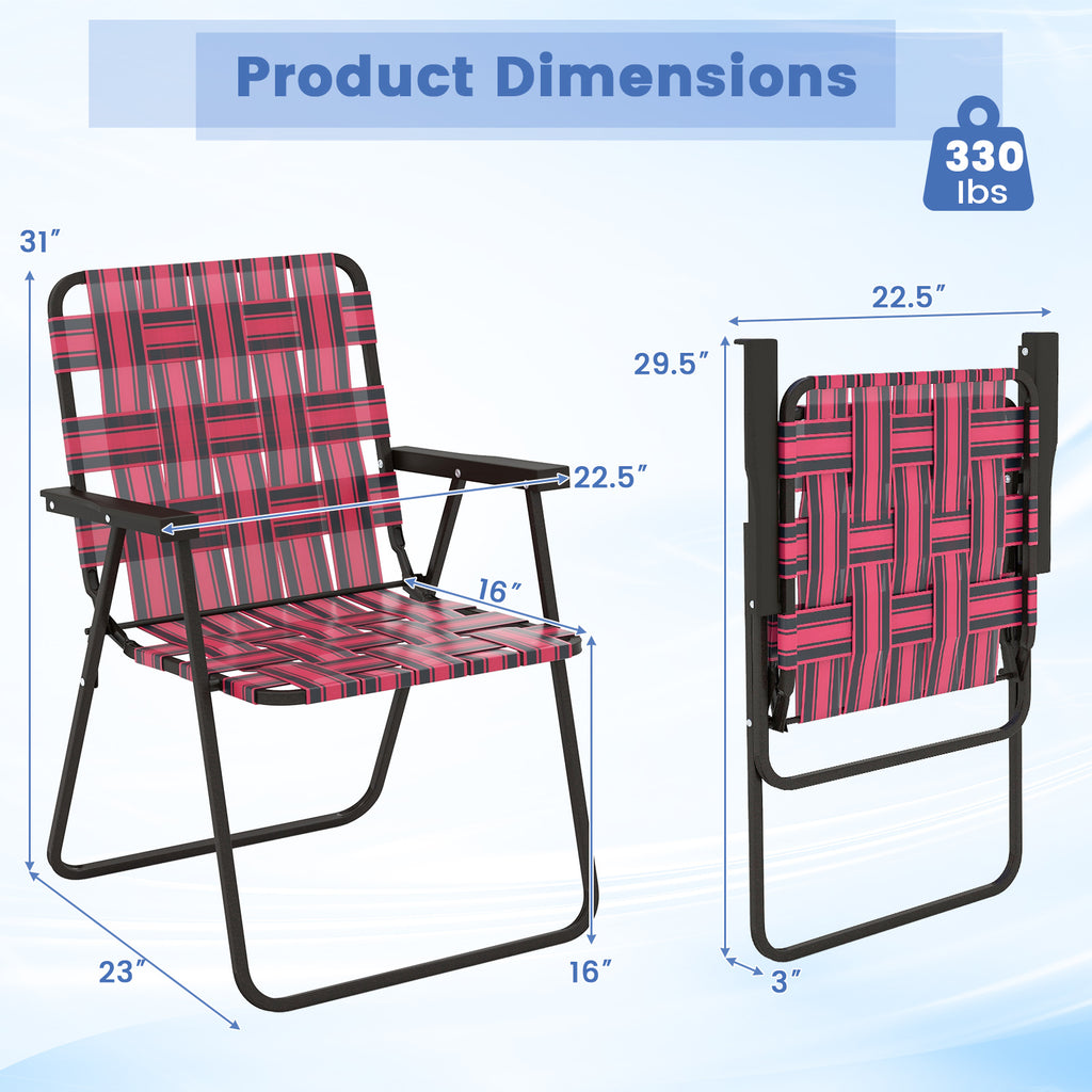 4 Pieces Folding Beach Chair Camping Lawn Webbing