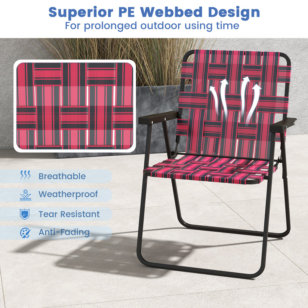 4 Pieces Folding Beach Chair Camping Lawn Webbing