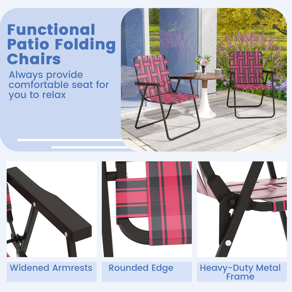 4 Pieces Folding Beach Chair Camping Lawn Webbing