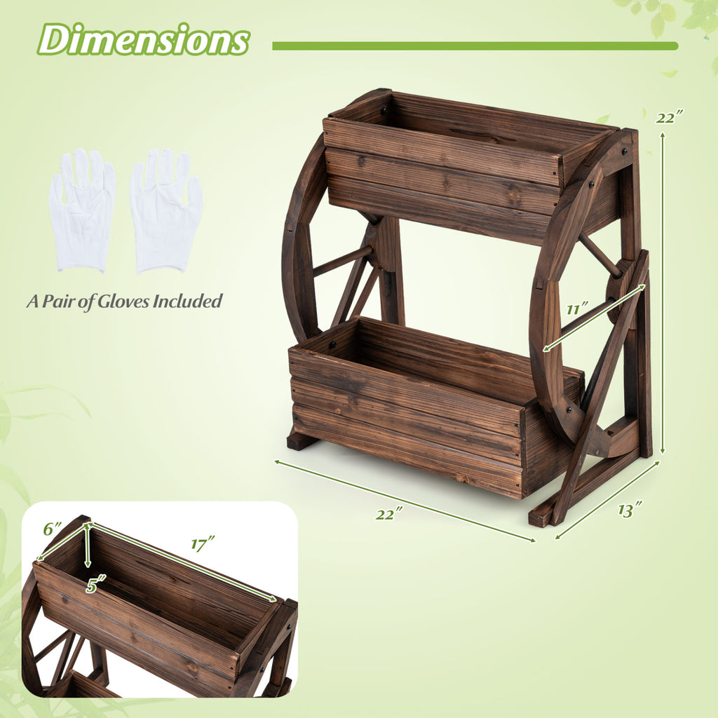 2-Tier Raised Garden Bed Planter with Drainage Holes - Coffee
