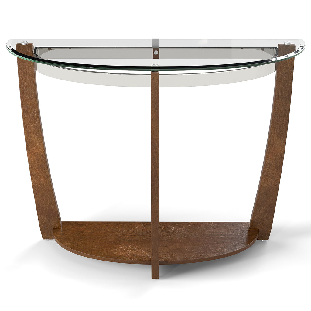 2-Tier Tempered Glass Console Table, Walnut