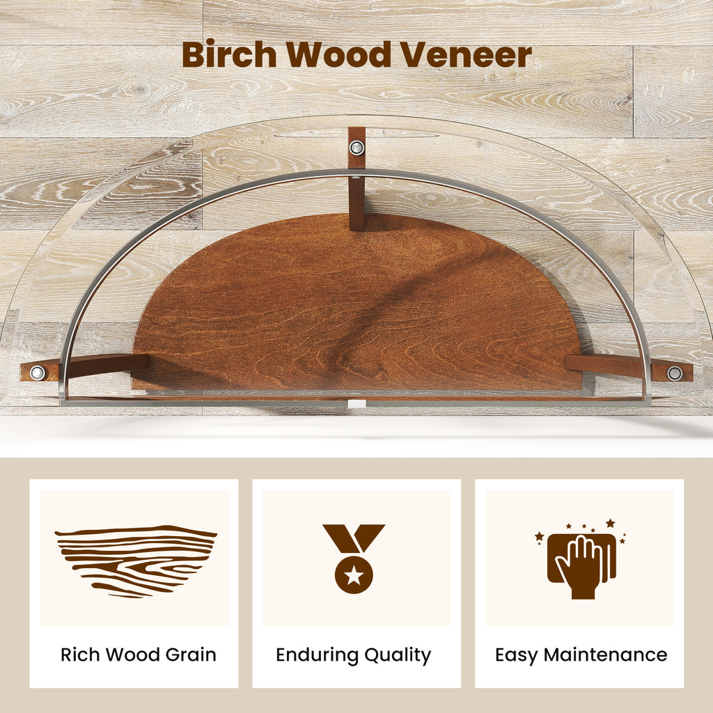 2-Tier Tempered Glass Console Table, Walnut