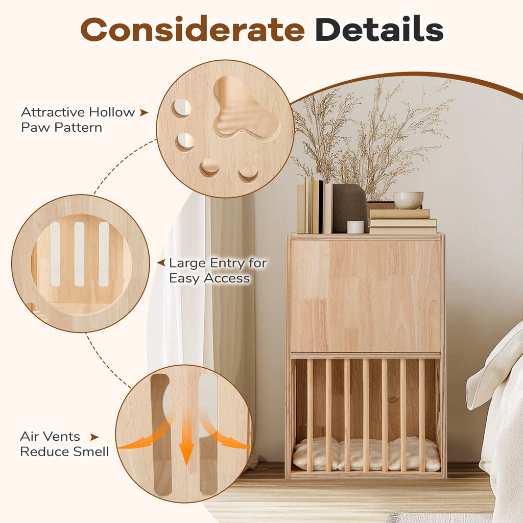 2-Tier Wooden Cat Condo with Removable Cushions - Symmetrical Indoor Cat House