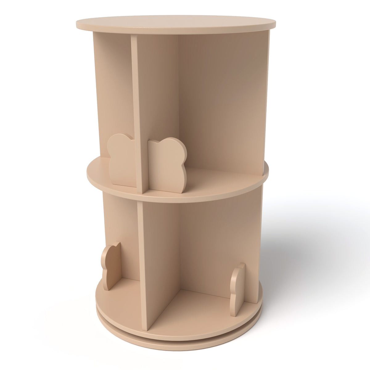 Kids Rotating Bookshelf Storage Rack with Bear Baffles - Gray, 2 Tiers