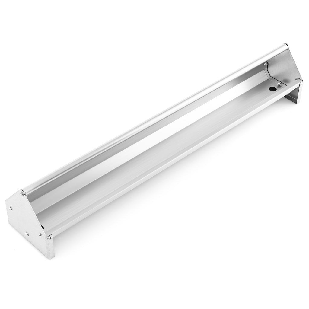 Metal Chicken Feeder Trough with Drainage Holes - Long Silver Trough with 2 Drain Holes