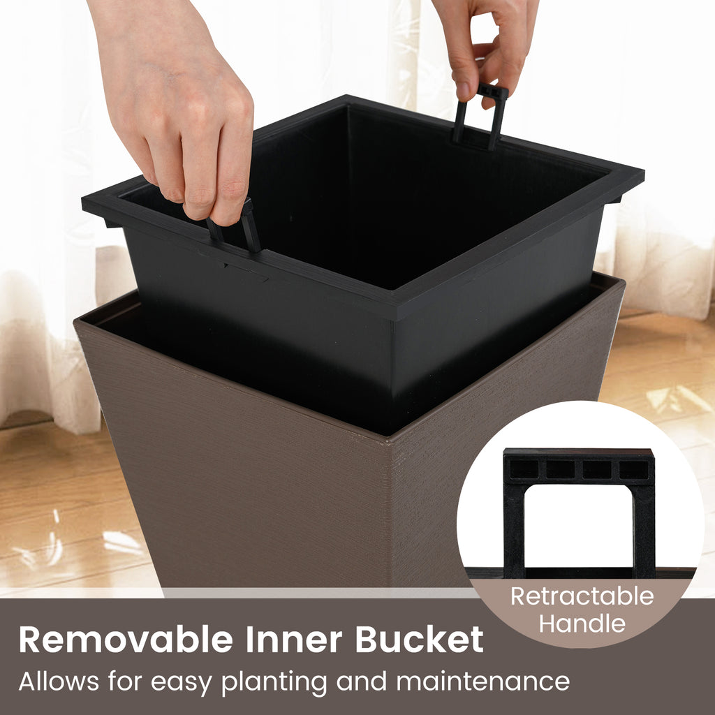 Set of 2 Square Taper Planter with Optional Drainage Hole and