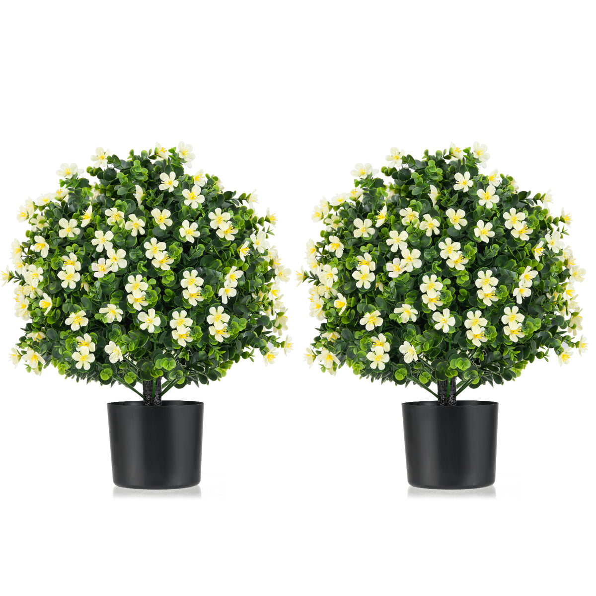 Artificial Lavender Topiary Ball Tree Set - Faux Shrubs with Flowers, Purple, 2 Pack