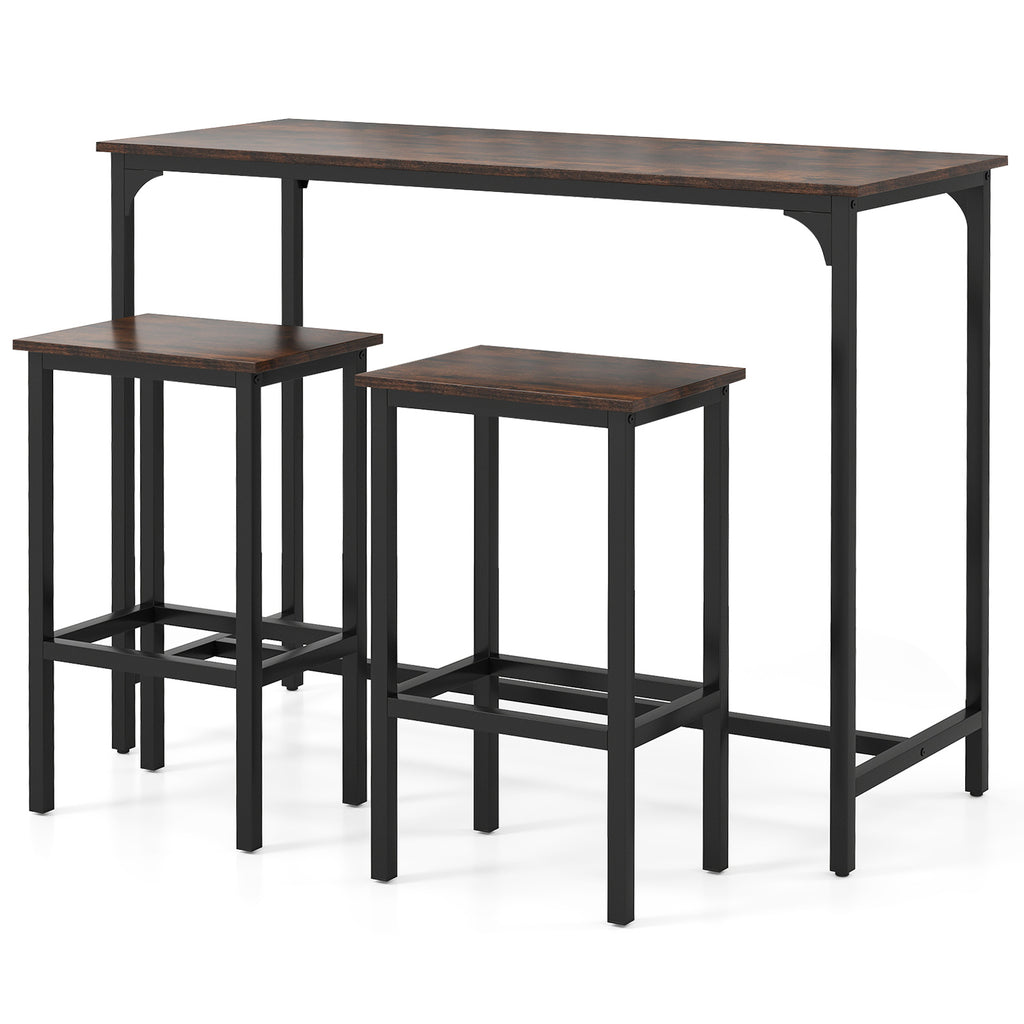 Industrial Counter-Height Dining Table & 2 Stools - Coffee