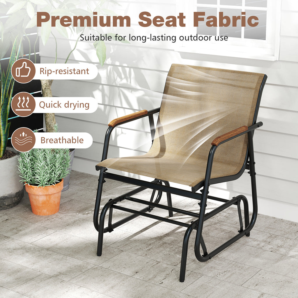 3-Piece Outdoor Glider Bistro Set with Tempered Glass Top - Coffee