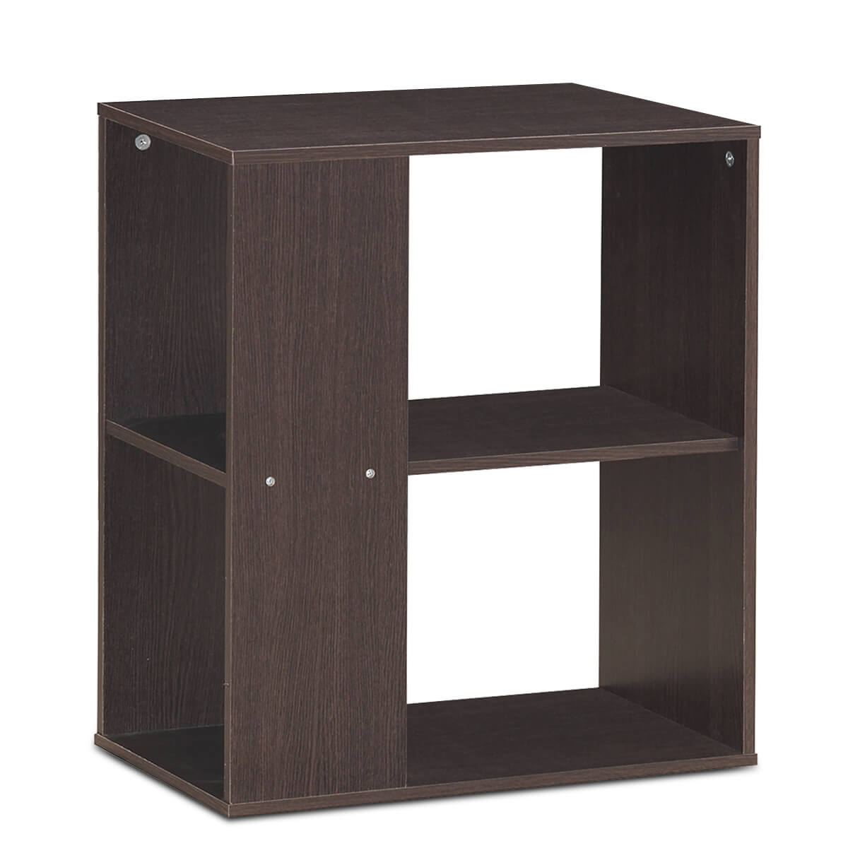 Vintage Rolling End Table with 3 Dividers for Albums - Brown