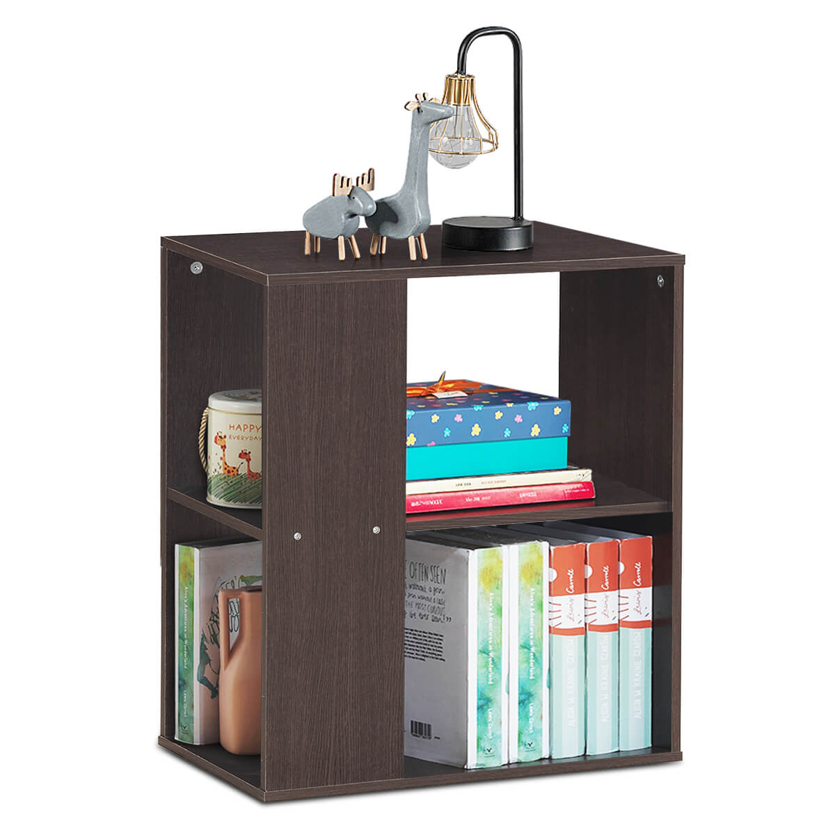 3-Tier End Table with Open Storage, Brown