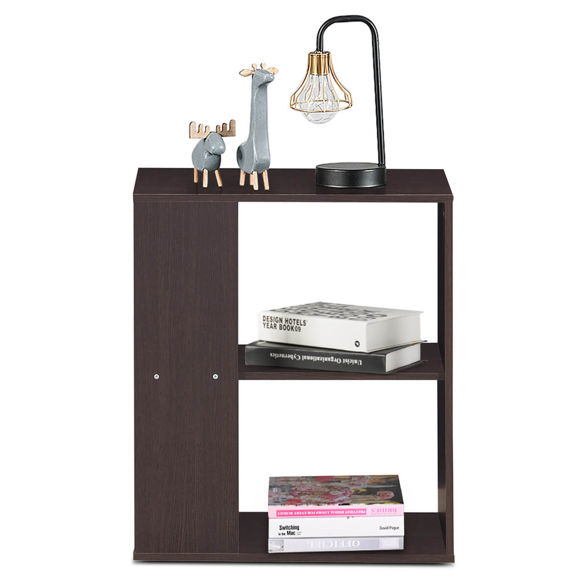 3-Tier End Table with Open Storage, Brown