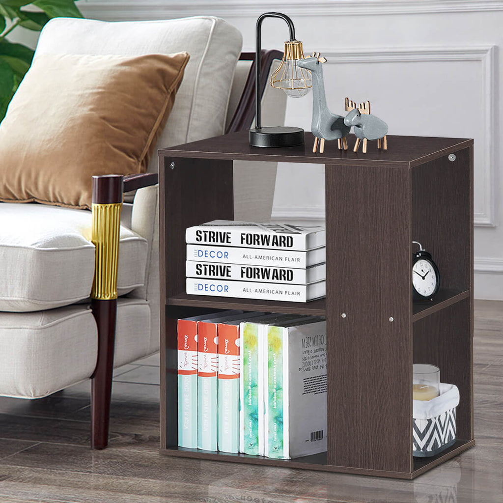 3-Tier End Table with Open Storage, Brown