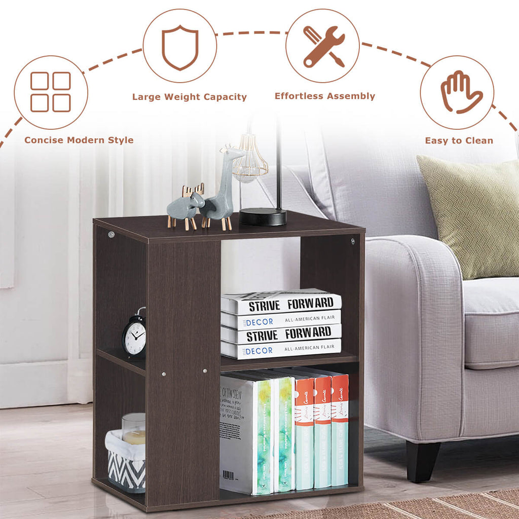 3-Tier End Table with Open Storage, Brown