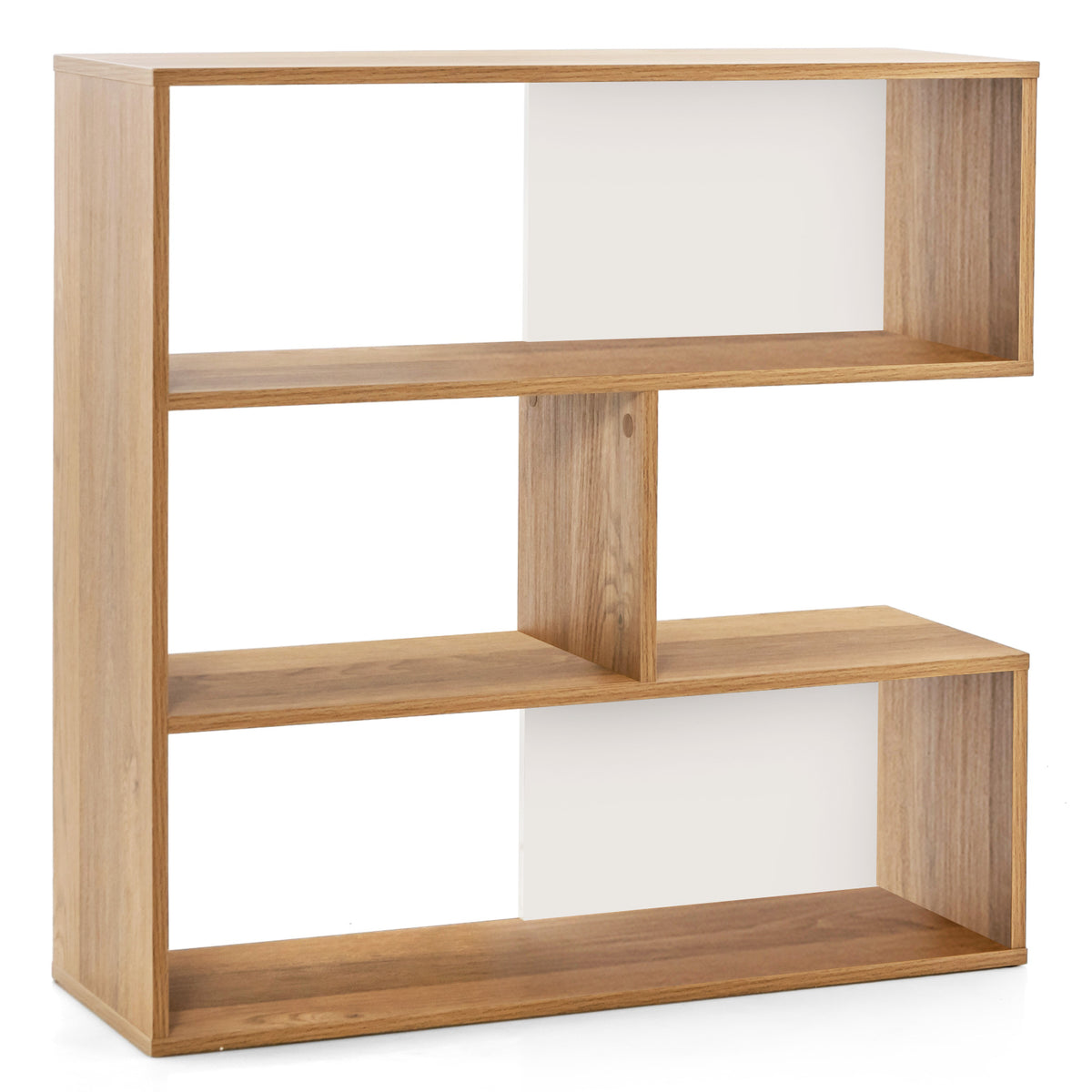 Concave Bookshelf 3-Shelf Open Bookcase with Anti-Toppling Device