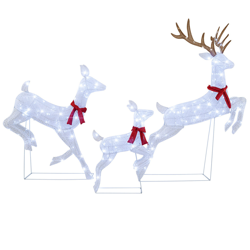 3-Piece Christmas Pre-Lit Lighted Reindeer Family Set - Outdoor Decor