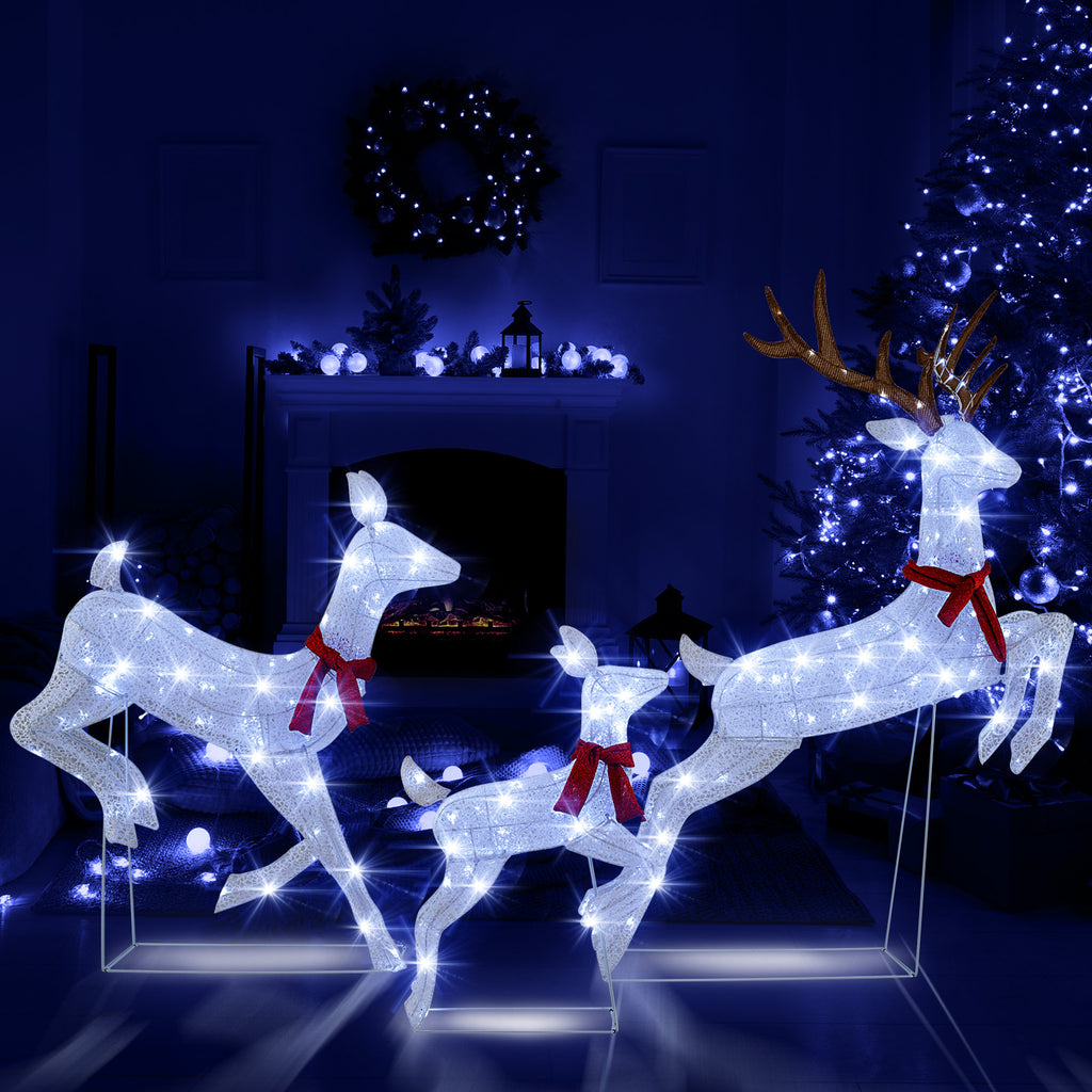 3-Piece Christmas Pre-Lit Lighted Reindeer Family Set - Outdoor Decor
