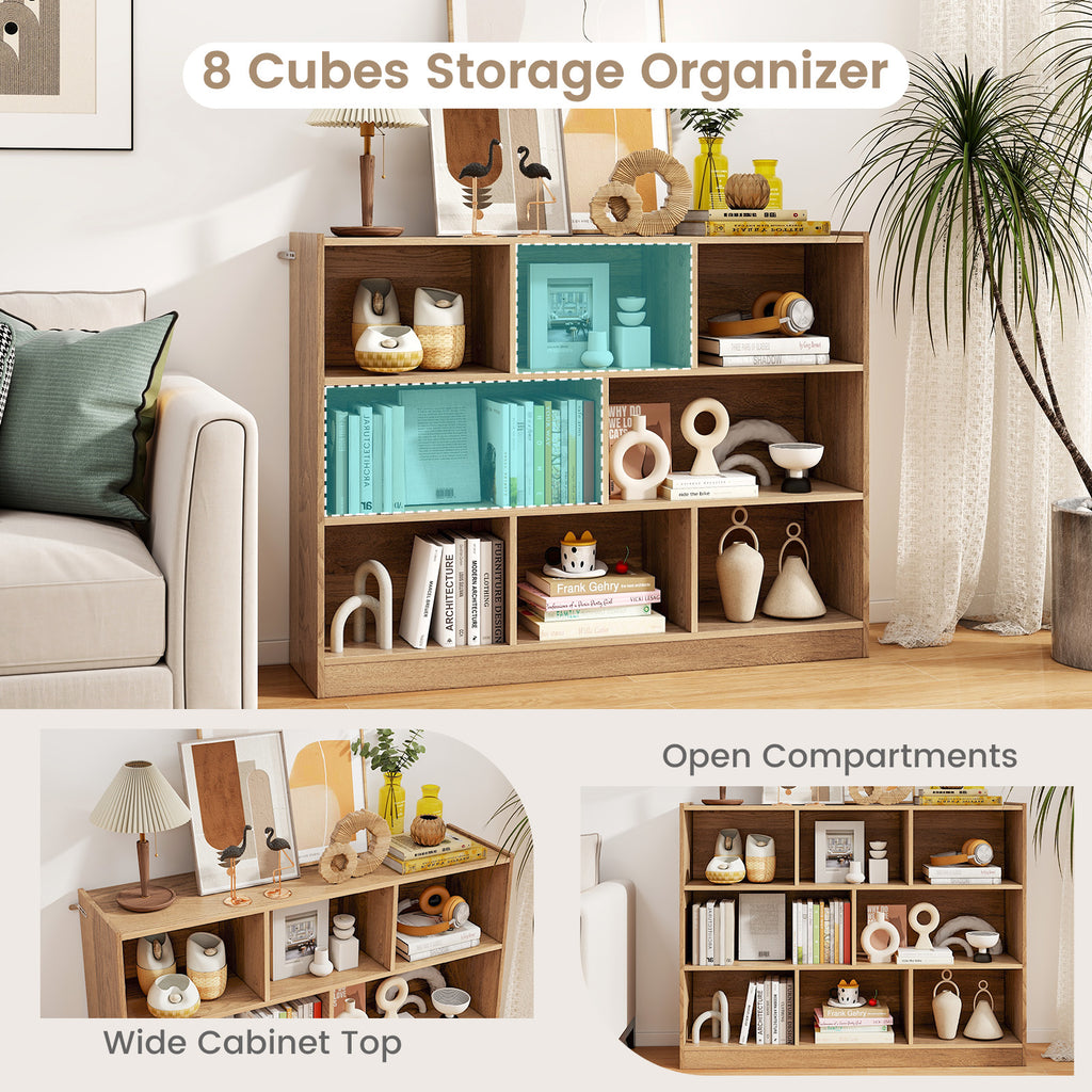 8-Cube Open Bookcase Shelves - Natural