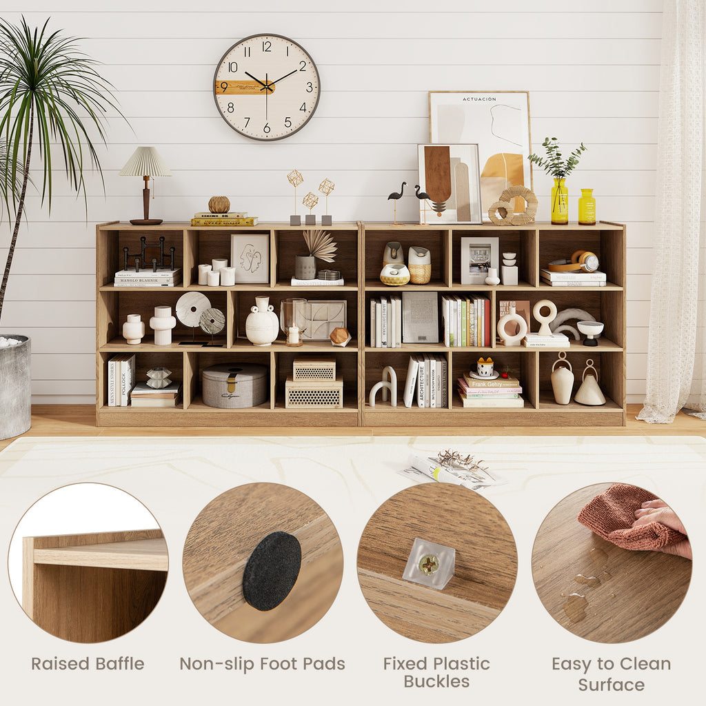 8-Cube Open Bookcase Shelves - Natural