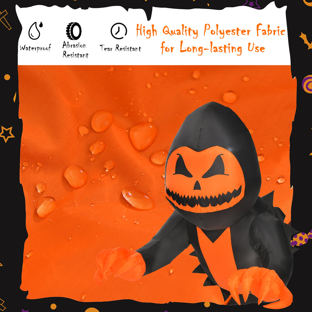 3.3 Feet Halloween Inflatable Pumpkin Head Ghost - Spooky Yard Decor