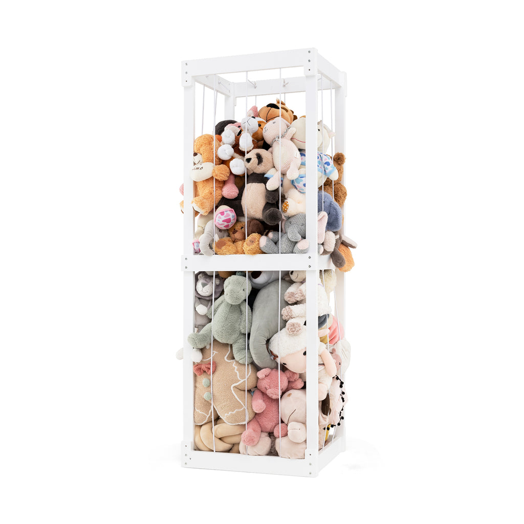 Large 300L Stuffed Animal Storage Bin - White with Open Top & Elastic Cords - Kid's Room Organizer