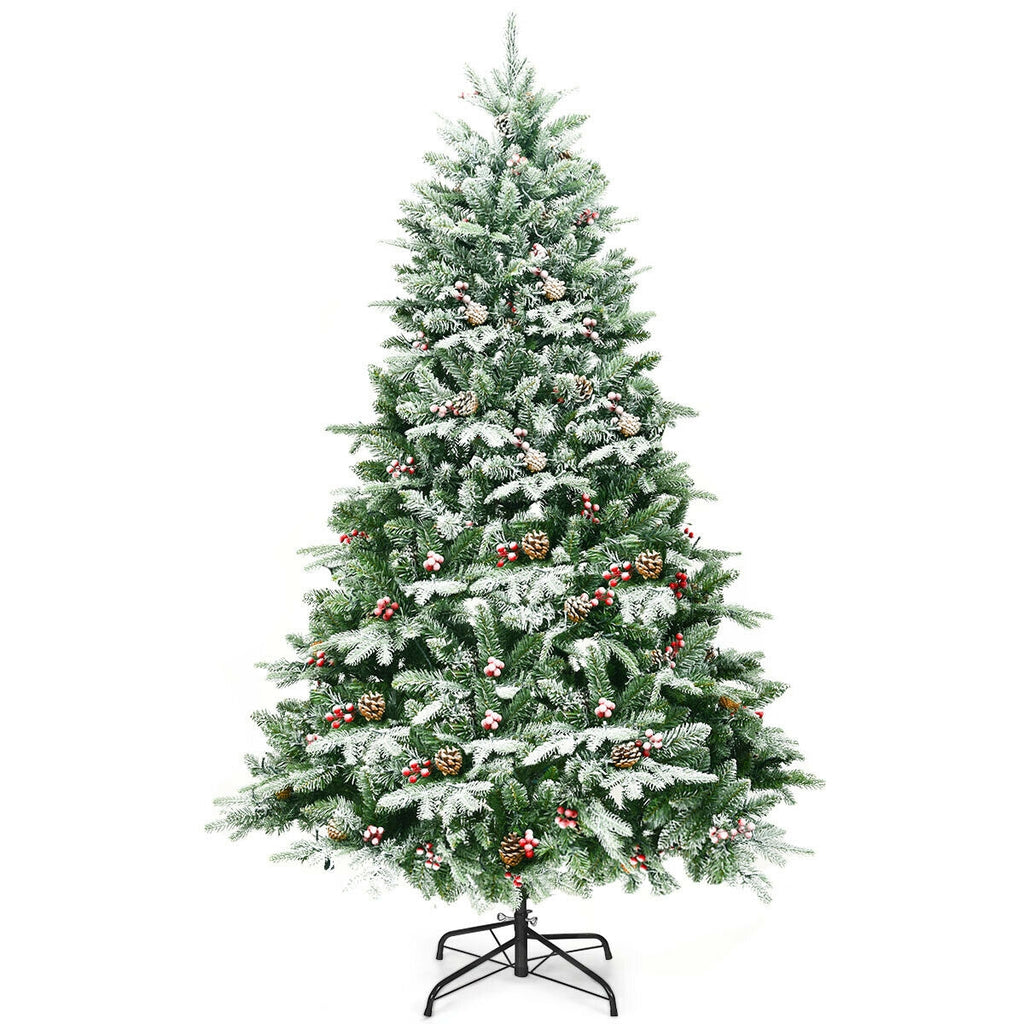 Pre-Lit Snow Flocked Artificial Christmas Tree 6.5 Feet with LED Lights