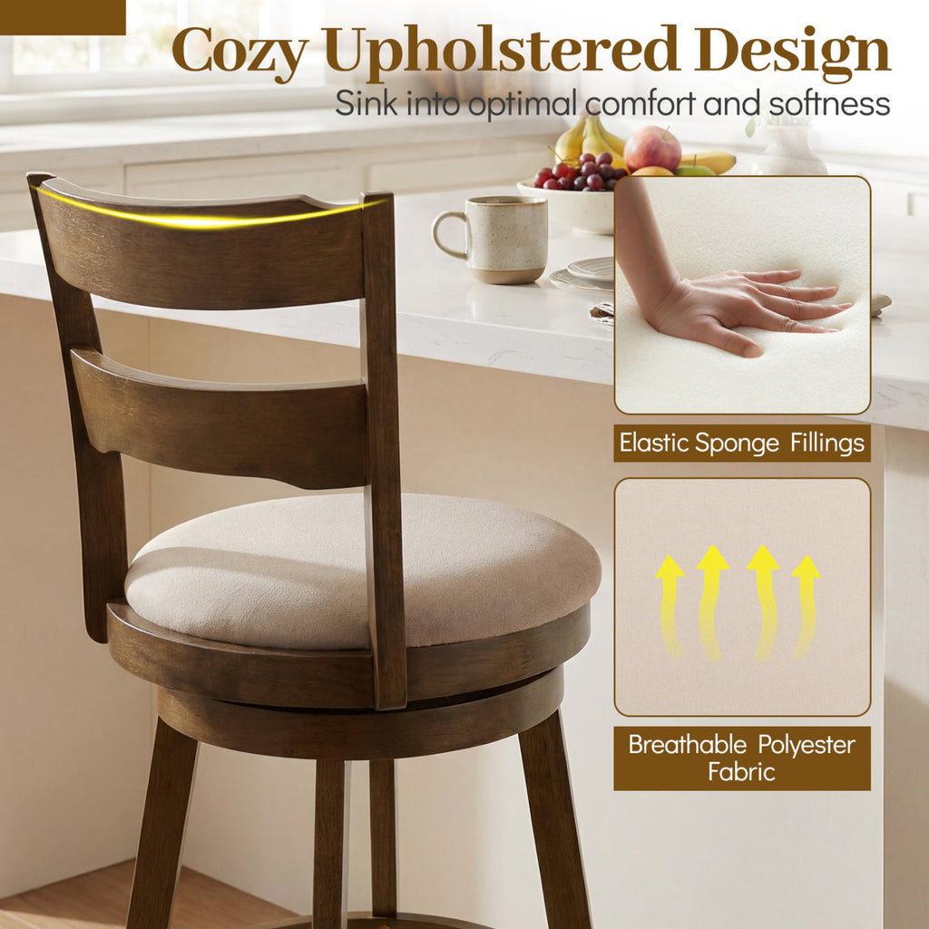 30.5" Swivel Bar Stools Set of 2 with Backrest - Bar Height