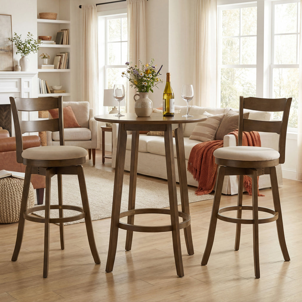 30.5" Swivel Bar Stools Set of 2 with Backrest - Bar Height