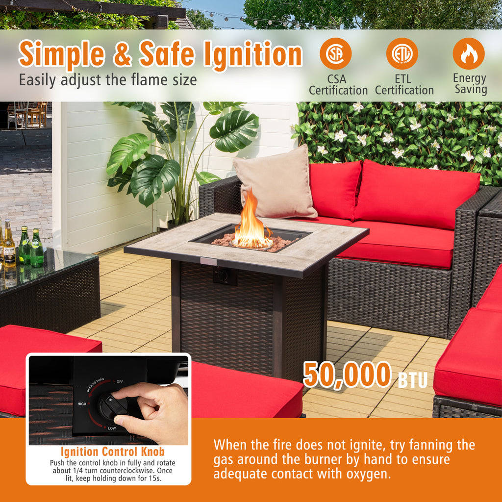 30-Inch Propane Fire Pit Table with Ceramic Top