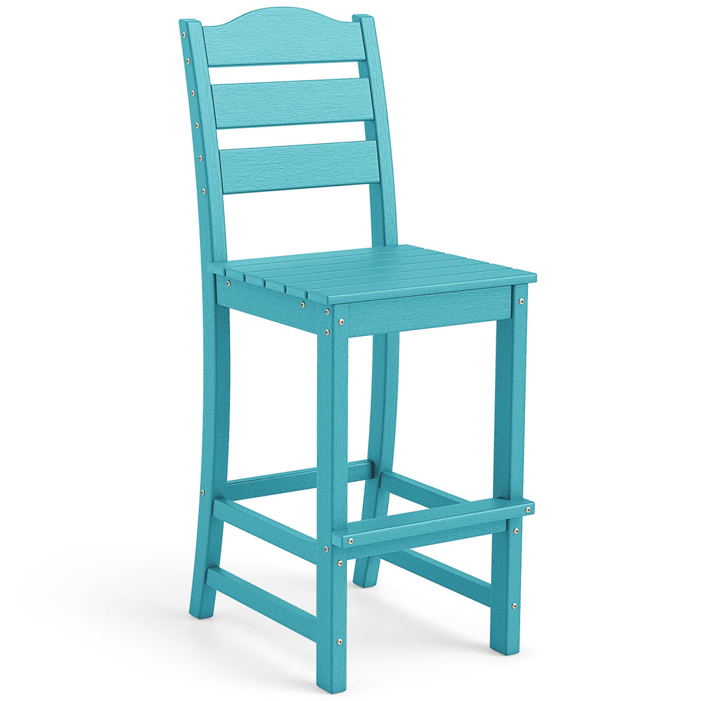 30 Inches HDPE Outdoor Counter Height Bar Stool with Back and Footrest