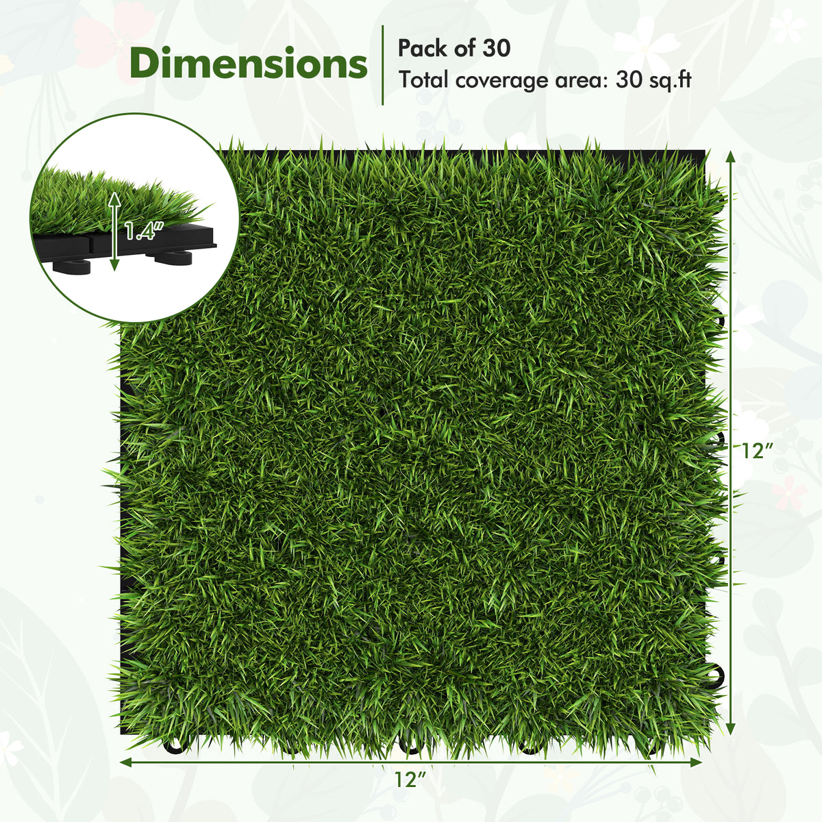 30 Interlocking Artificial Grass Tiles - Outdoor & Indoor Lawn Mat Set - Costway Variation of THIS listing