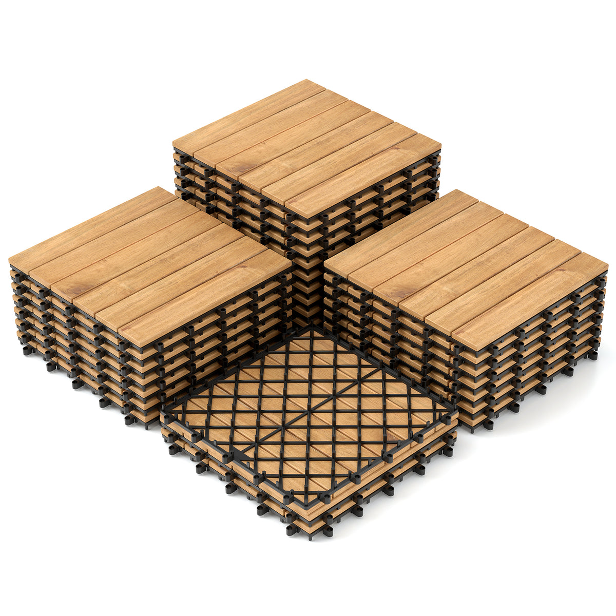 30 Acacia Wood Interlocking Deck Tiles - Brown, Anti-Slip, DIY Friendly Variation of THIS listing