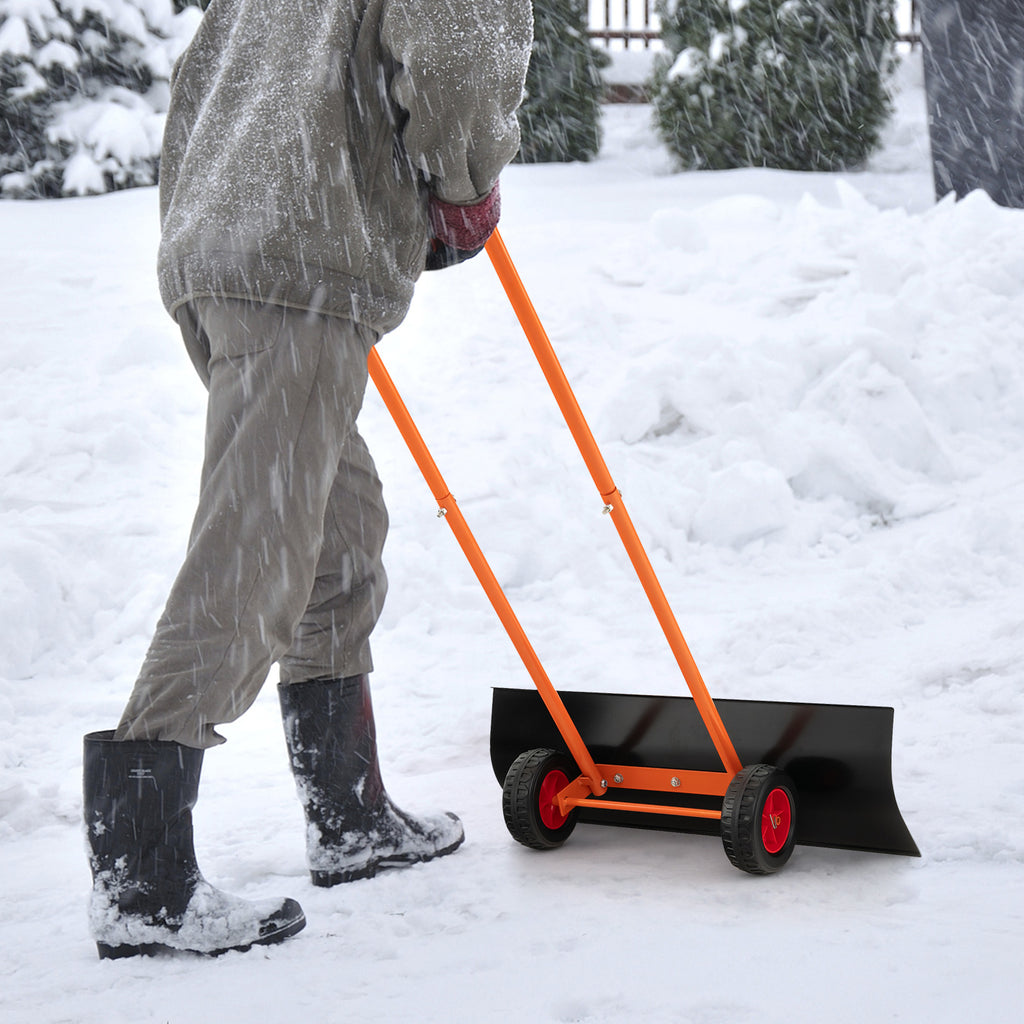 Snow Shovel with Wheels 30 Inches Wide Blade and Adjustable Handle