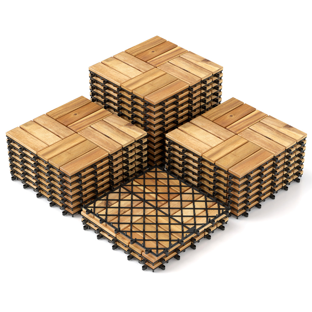 30 Acacia Wood Interlocking Deck Tiles - Brown, Anti-Slip, DIY Friendly Variation of THIS listing