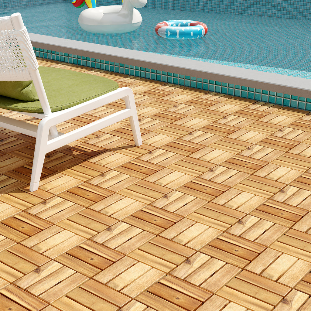 30 Acacia Wood Interlocking Deck Tiles - Brown, Anti-Slip, DIY Friendly Variation of THIS listing