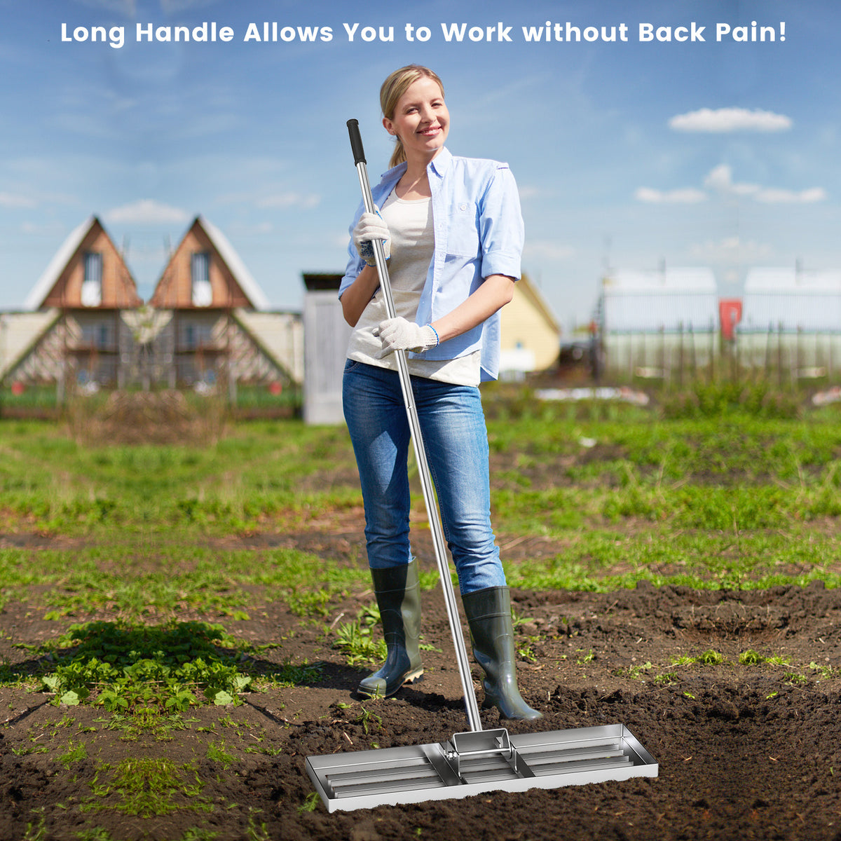 Lawn Leveling Rake 30 x 10 Inch - Silver